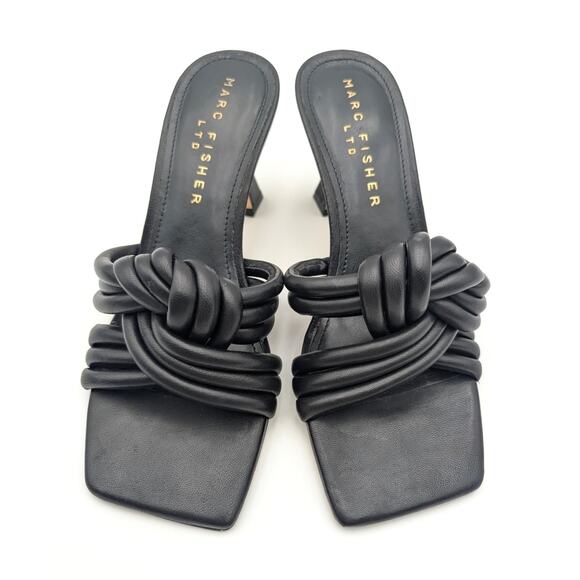 Marc Fisher Dru Knotted Leather Slide Sandal Women's Black Size US6M EU36.5 - Picture 9 of 12